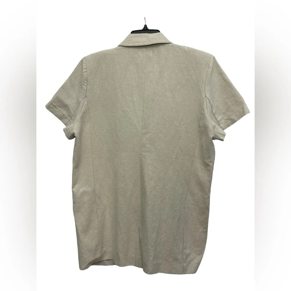 Entro Linen Blazer Size Large Short Sleeve Beige Tunic Length Jacket - Image 2