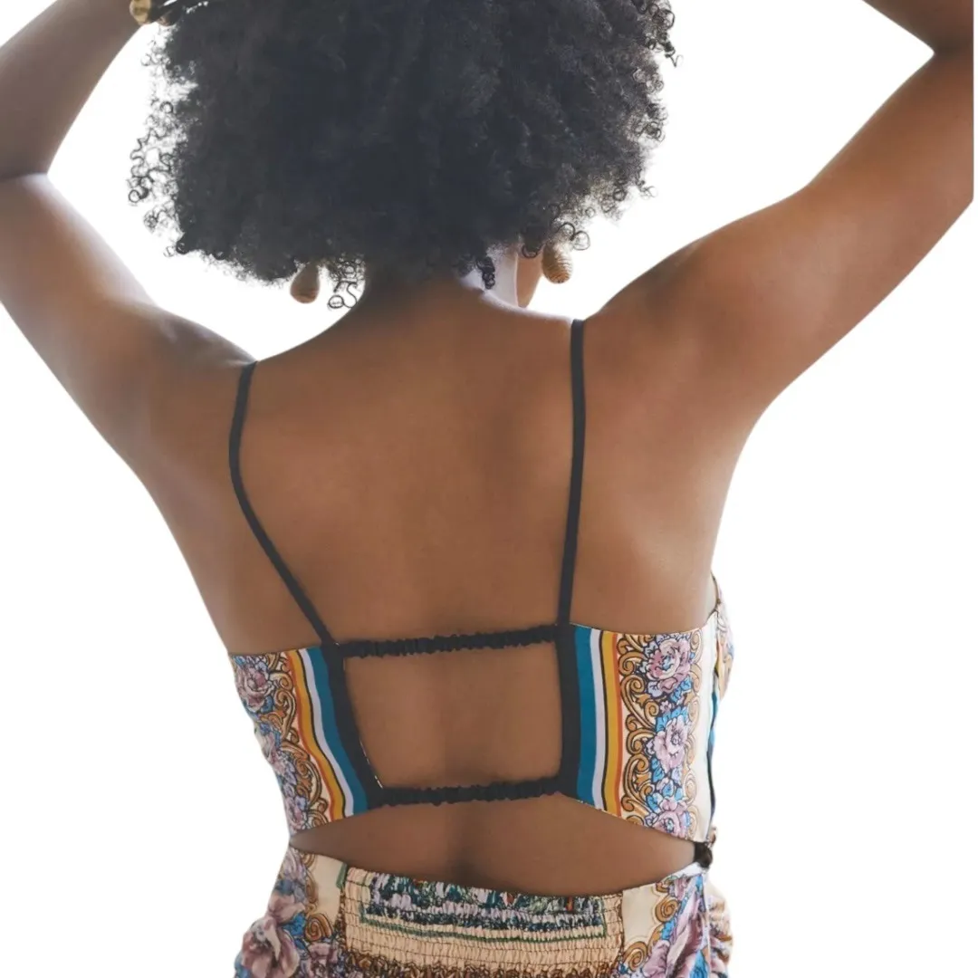 Anthropologie Women's Printed Cowl Neck Cutout Back‎ Floral Blouse Size XS - Image 2