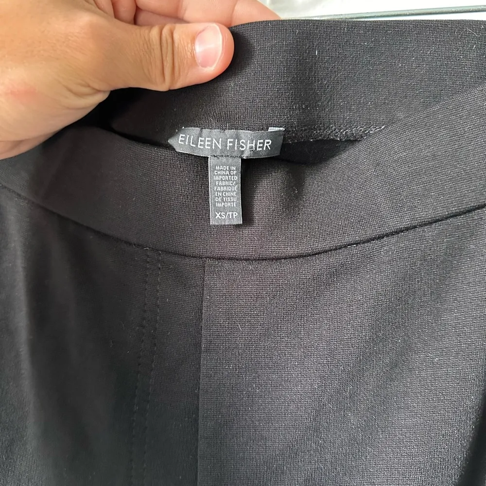 Eileen Fisher Tencel Ponte Pants Black Straight Pull On Stretch Casual Sz XS - Image 3