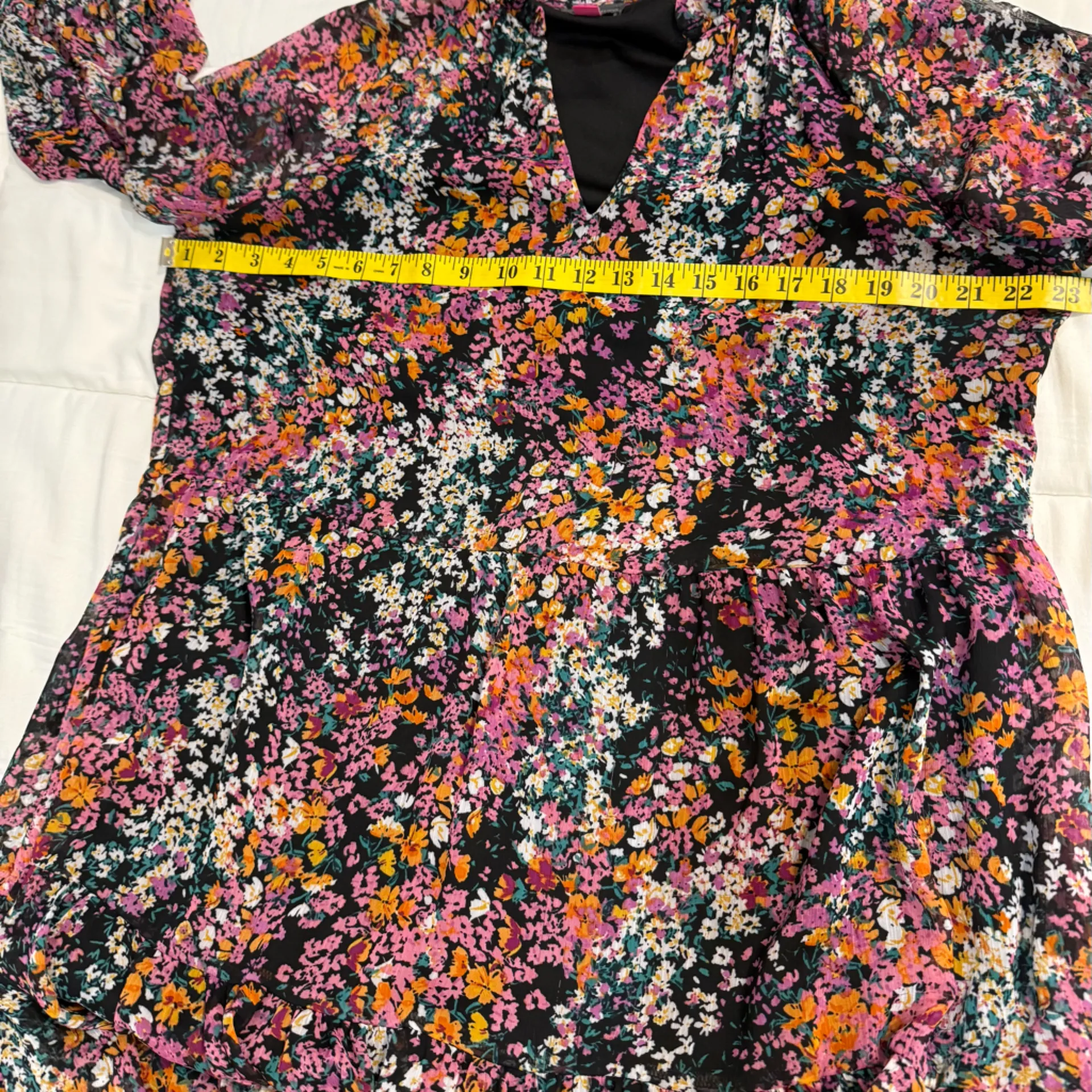 Vince Camuto Multicolor Floral Long Sheer Sleeve Dress - Image 6