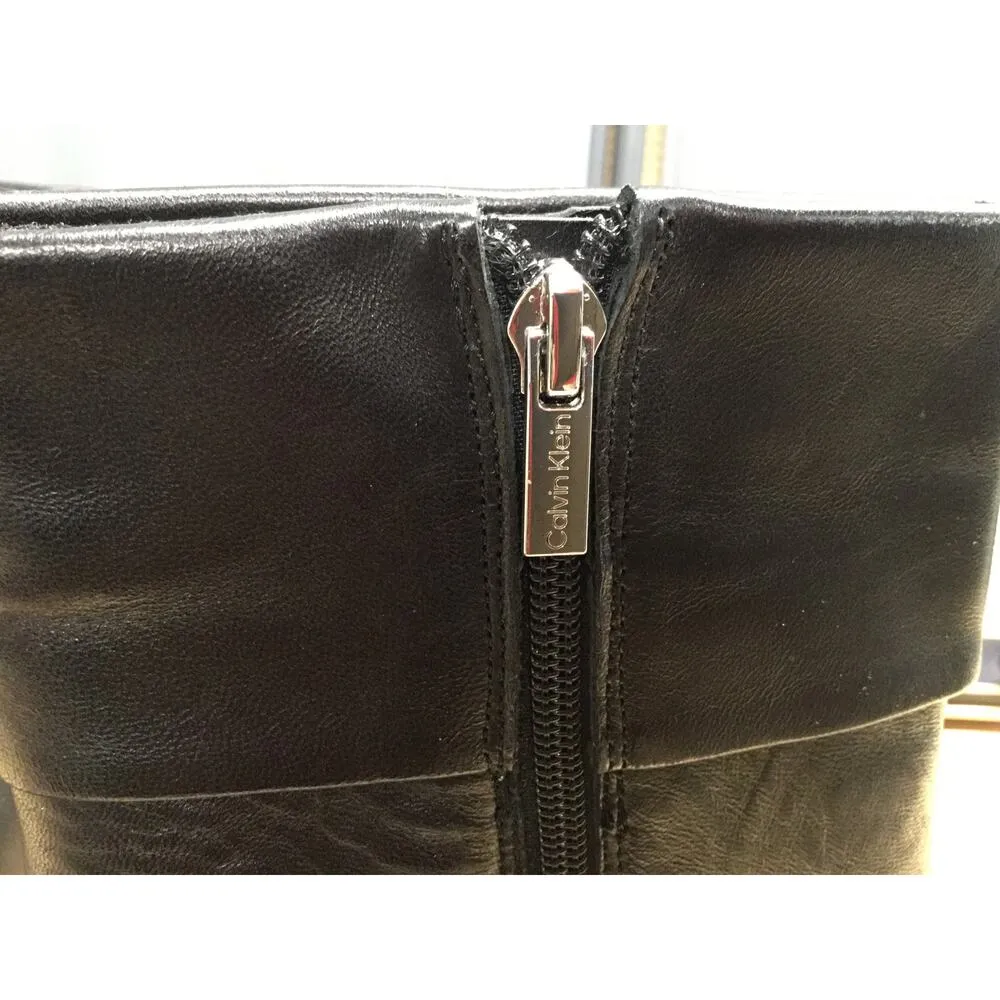 Calvin Klein KCGenteel Women's 9M Black Leather Stiletto Pointed Toe Ankle Boots - Image 3