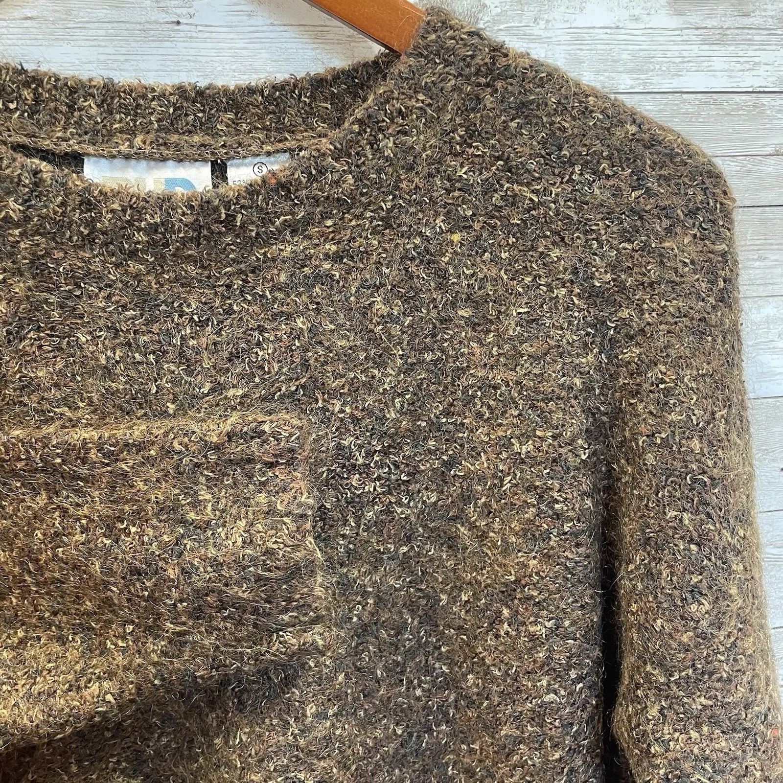 Vintag Paul Harris Womens S Sweater Mohair Blend Brown Pullover Crew Long Sleeve - Image 2