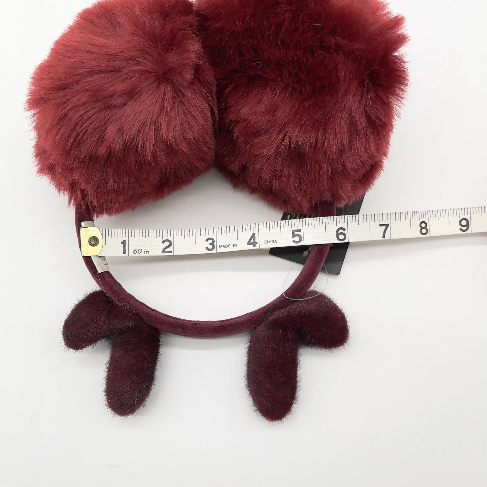 Herve Benard Faux Fur Earmuffs Antlers OS Winter Après Ski Festive Reindeer Red - Image 10