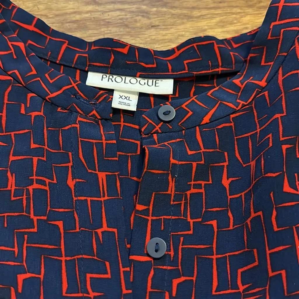 Prologue Women’s XXL Short Sleeve Blue Red Geometric Print Tunic Mini Dress - Image 10