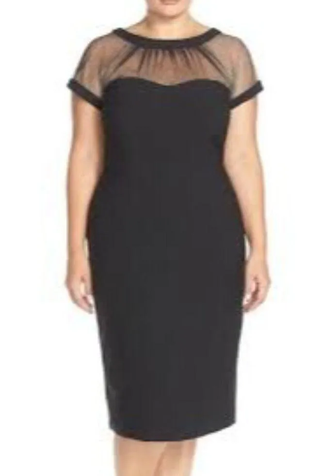 Maggy London Illusion yoke crepe cocktail dress Size 14 With Sheer Sleeves 24W - Image 1