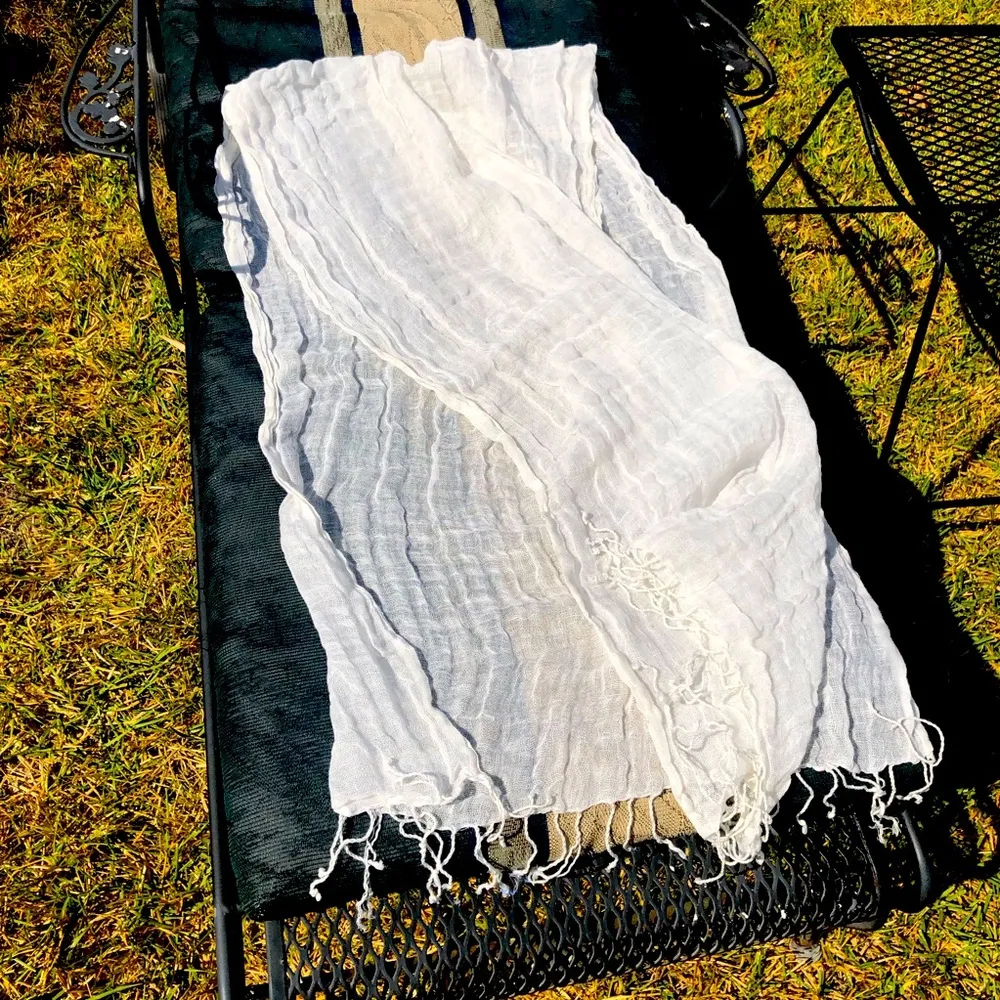 Java Handspun Cotton Scarf White - Image 3