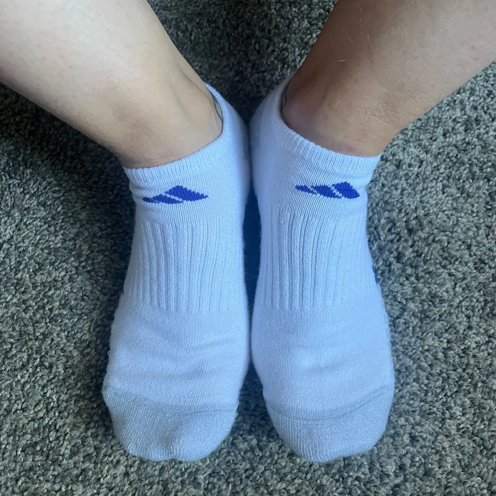 Adidas White and Blue Ankle Socks - Image 4