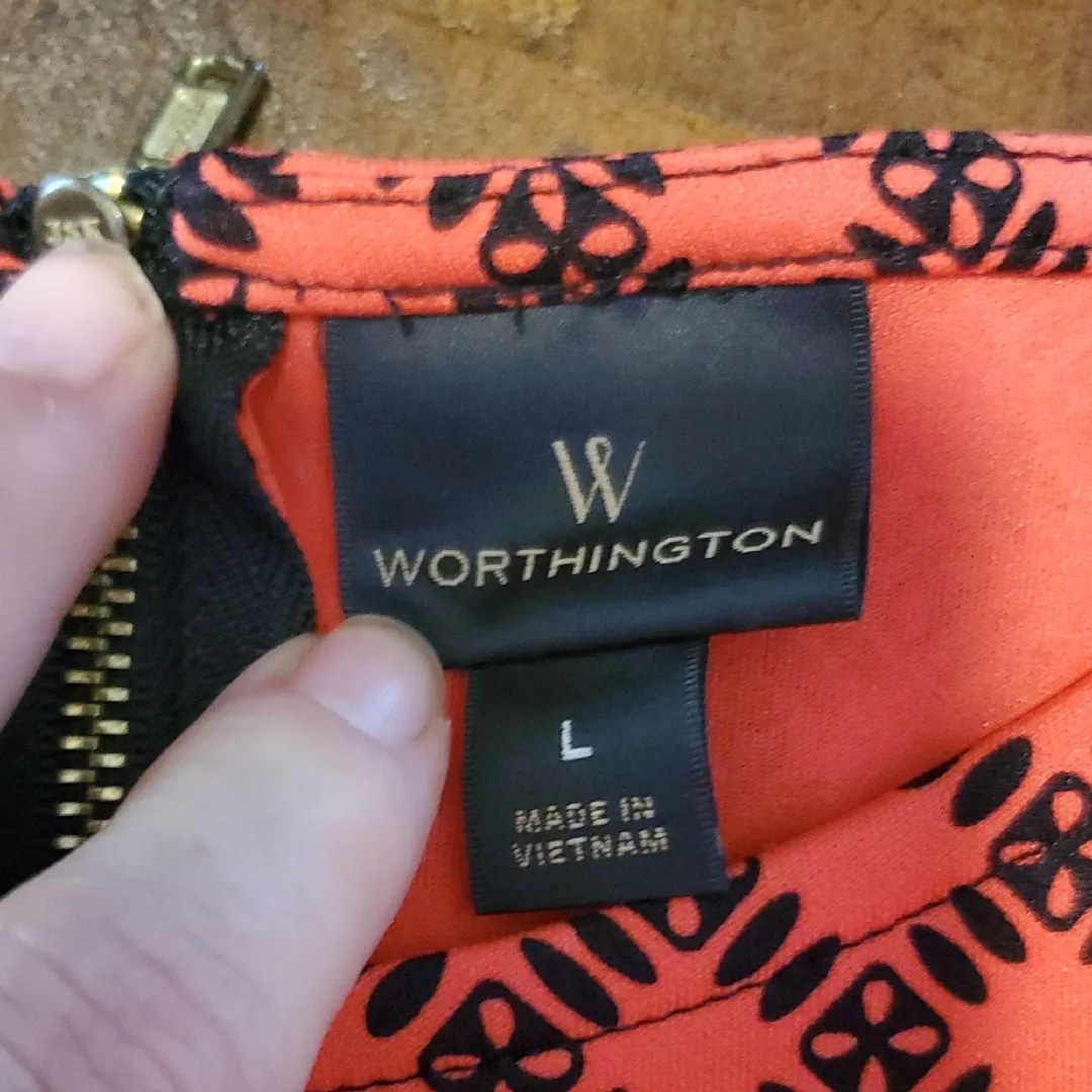 Worthington Red and Black Geometric Blouse - Image 2