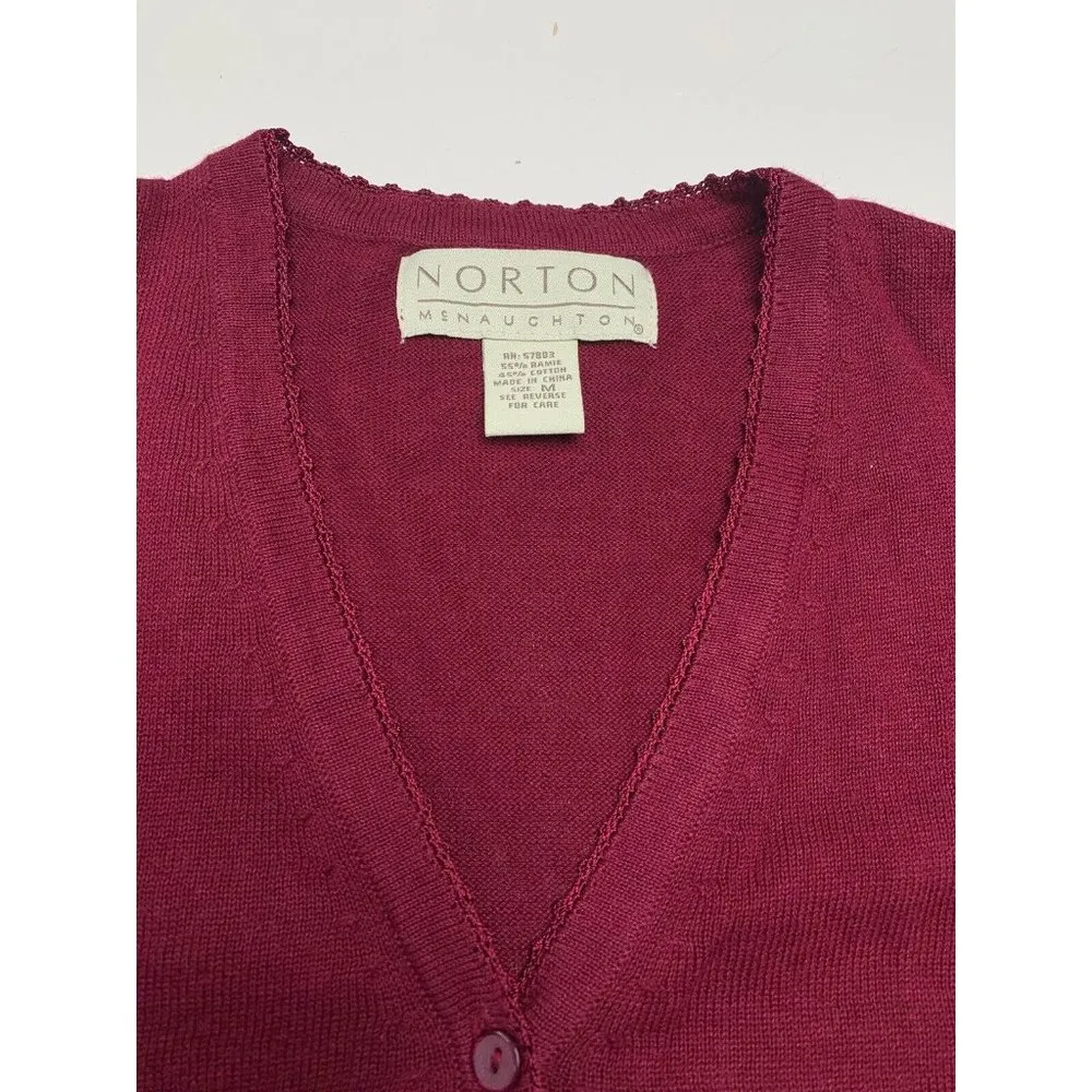 Norton Mcnaughton Vintage 90s  Medium V-Neck Button Short Sleeve Shirt Academia - Image 4