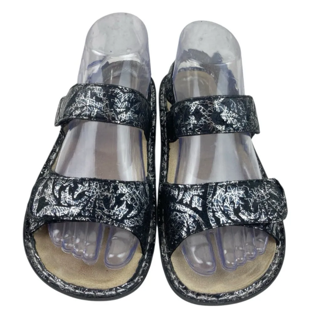 *Alegria Verona Medivial Comfort Sandal Womens Sz 37 Black Metallic Hook & Loop - Image 2