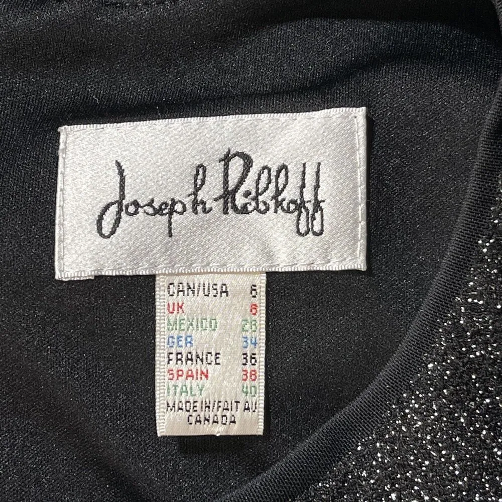 Joseph Ribkoff SZ 6 Bodycon Dress Scoop Neck 3/4 Sleeve Stretch Sparkly Glitter - Image 8