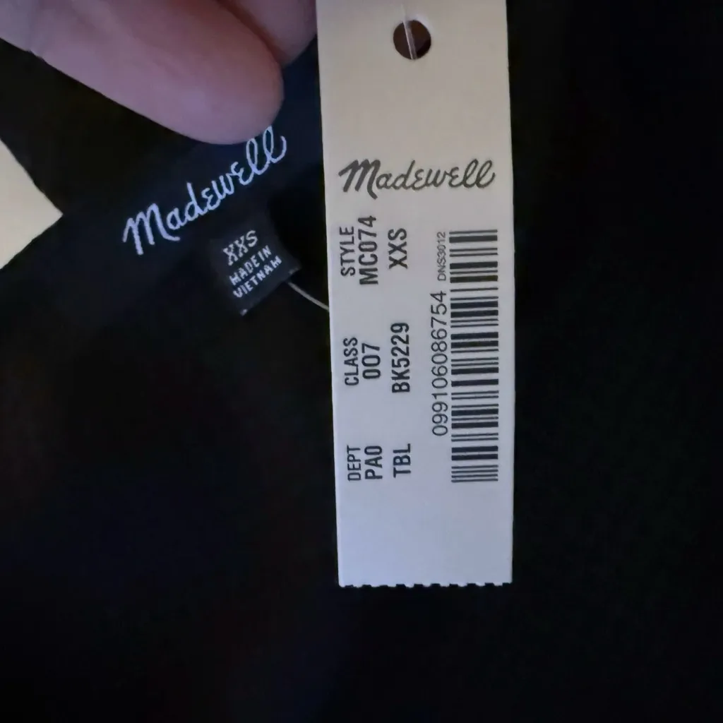 Madewell Womens Wrap Top Smocked Sleeve Long Sleeve Black Size XXS New - Image 7