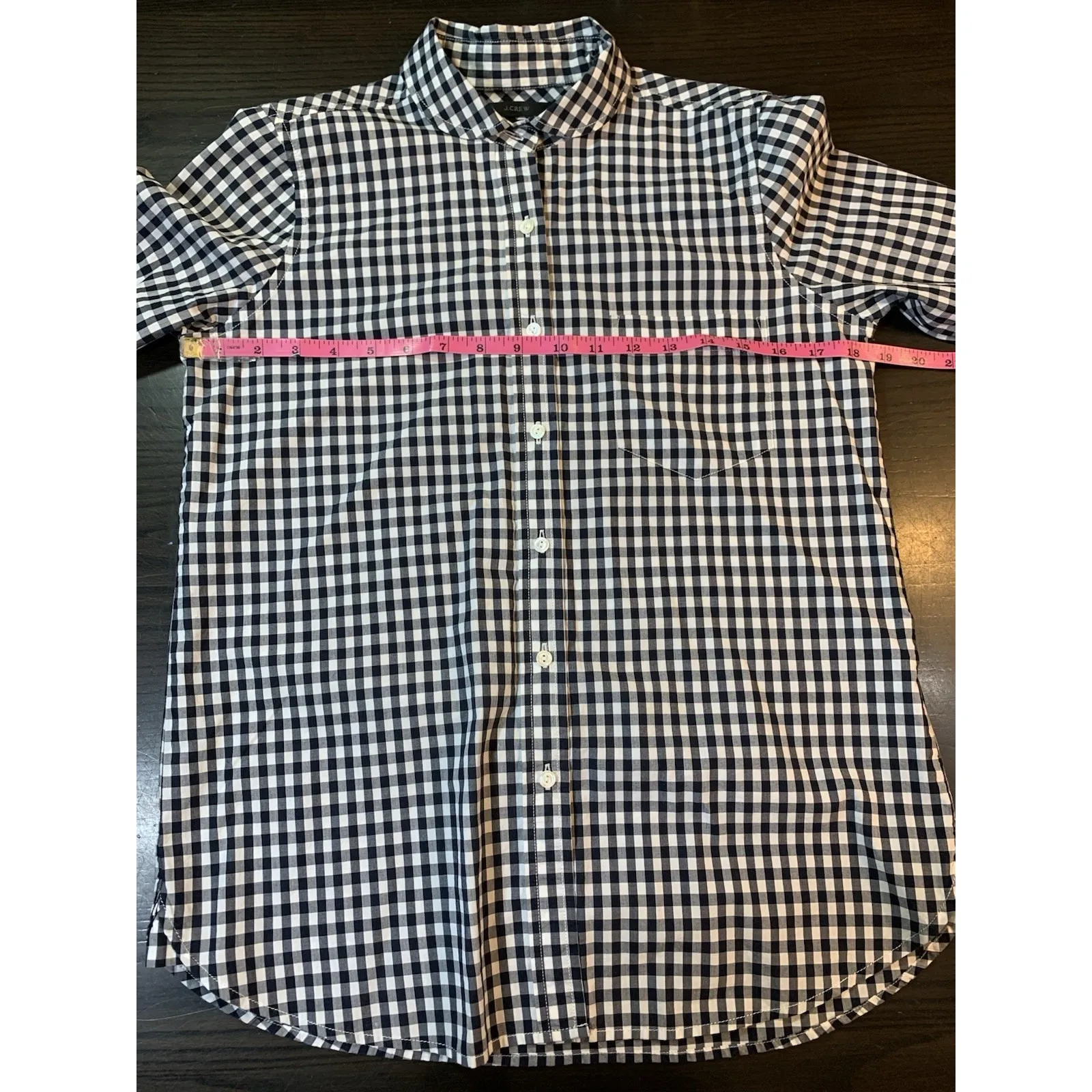 J Crew Gingham Shirt Women 4 Check Blue White Classic‎ Preppy Church School - Image 9