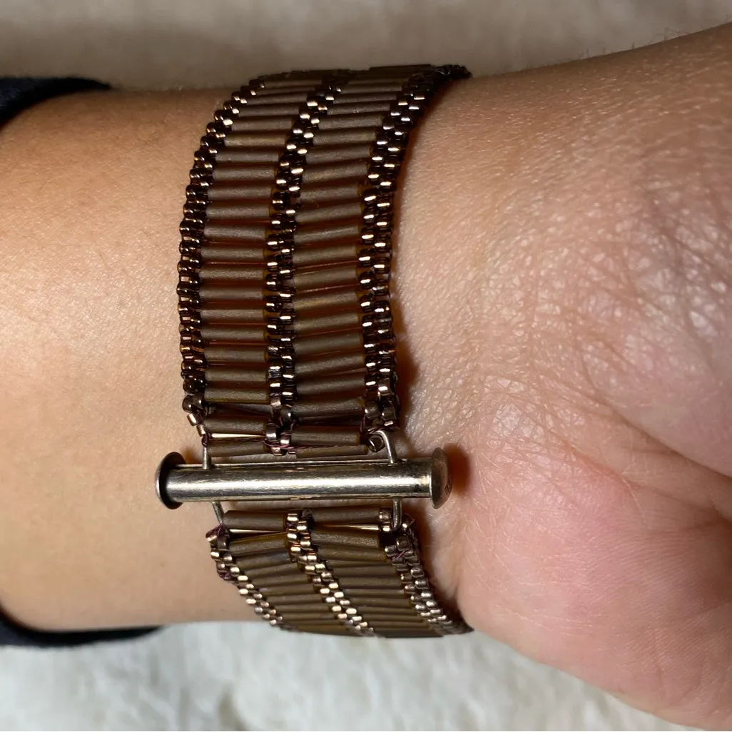 925 S Bronze Beaded Bracelet 7in EUC Brown - Image 3