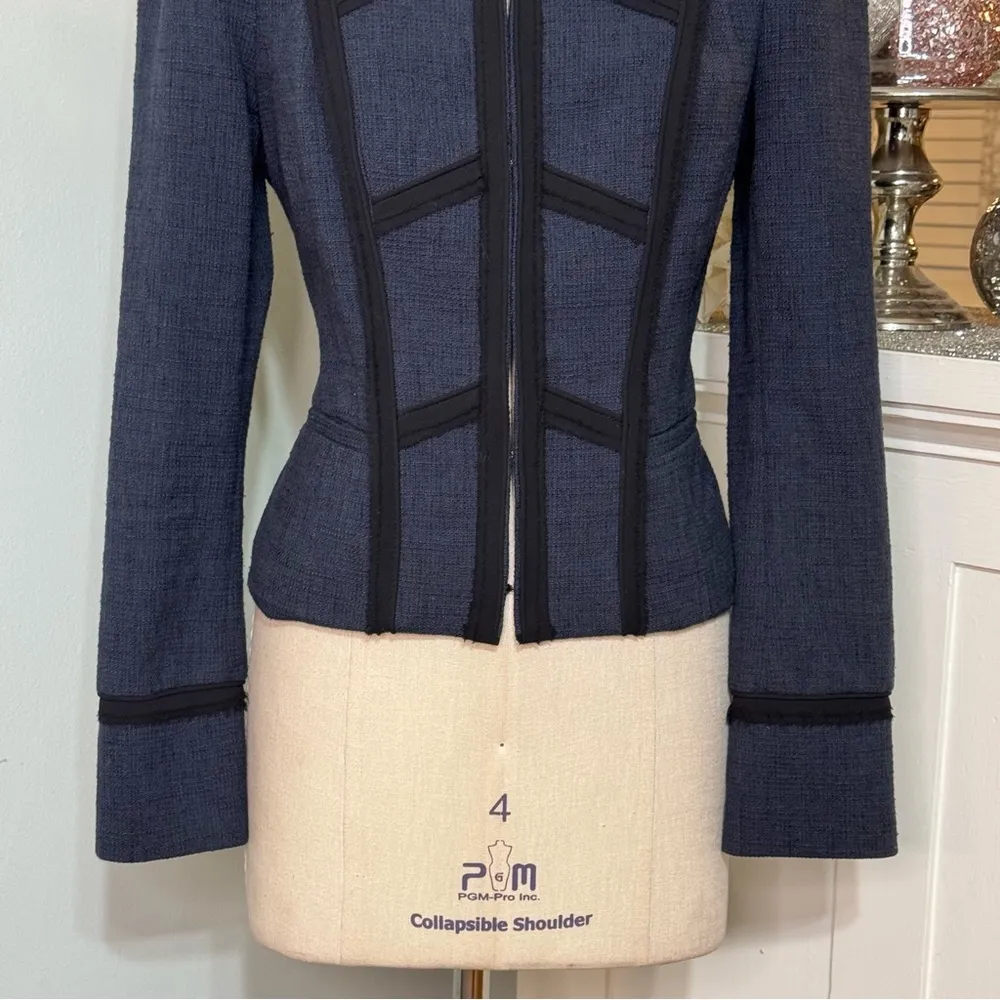 White House Black Market Tweed Military Style Crop Blazer Jacket Size 2 XS - Image 6