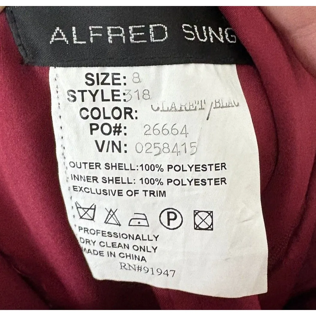 ALFRED SUNG Size 8 Claret Strapless Sweetheart Neckline Formal Cocktail Dress - Image 7
