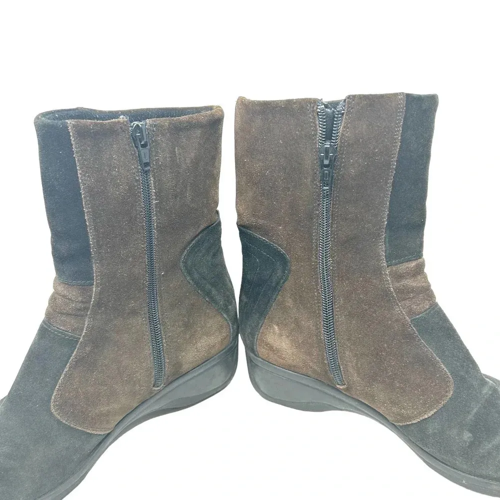 Aquatalia Snow Boots Patchwork Winter Waterproof Suede Black Brown Size US 9.5 - Image 5