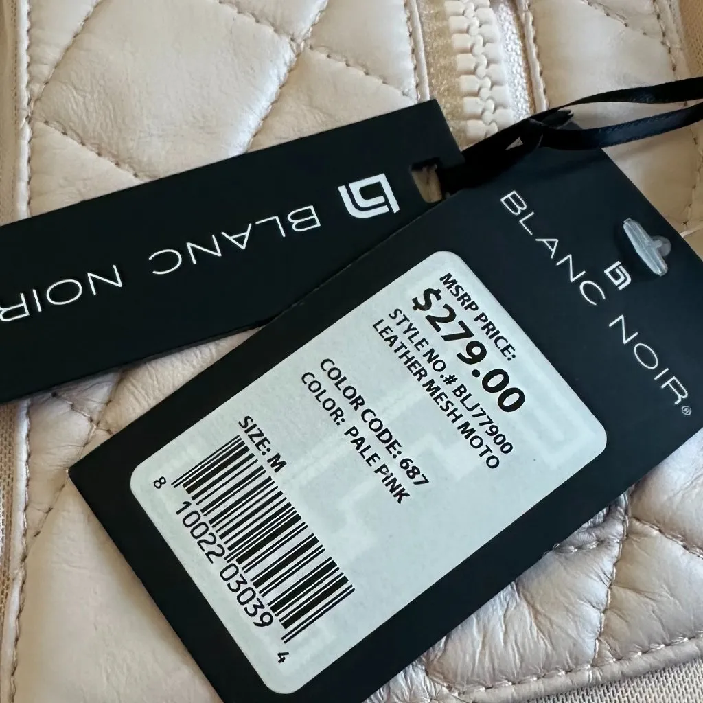 Blanc Noir Leather Mesh Moto Jacket Zip - Image 16