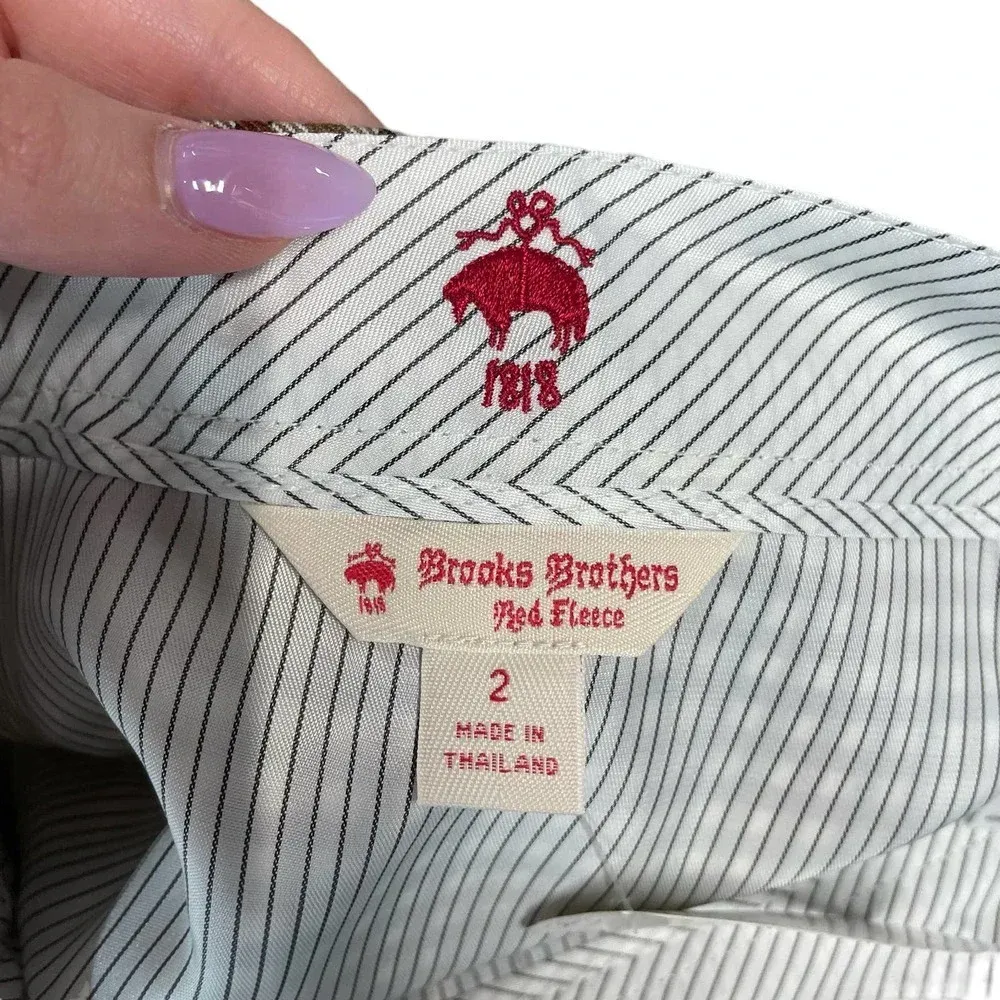 Brooks Brothers Red Fleece Checked Wool Blend‎ Ruffle Skirt Size 2 - Image 8