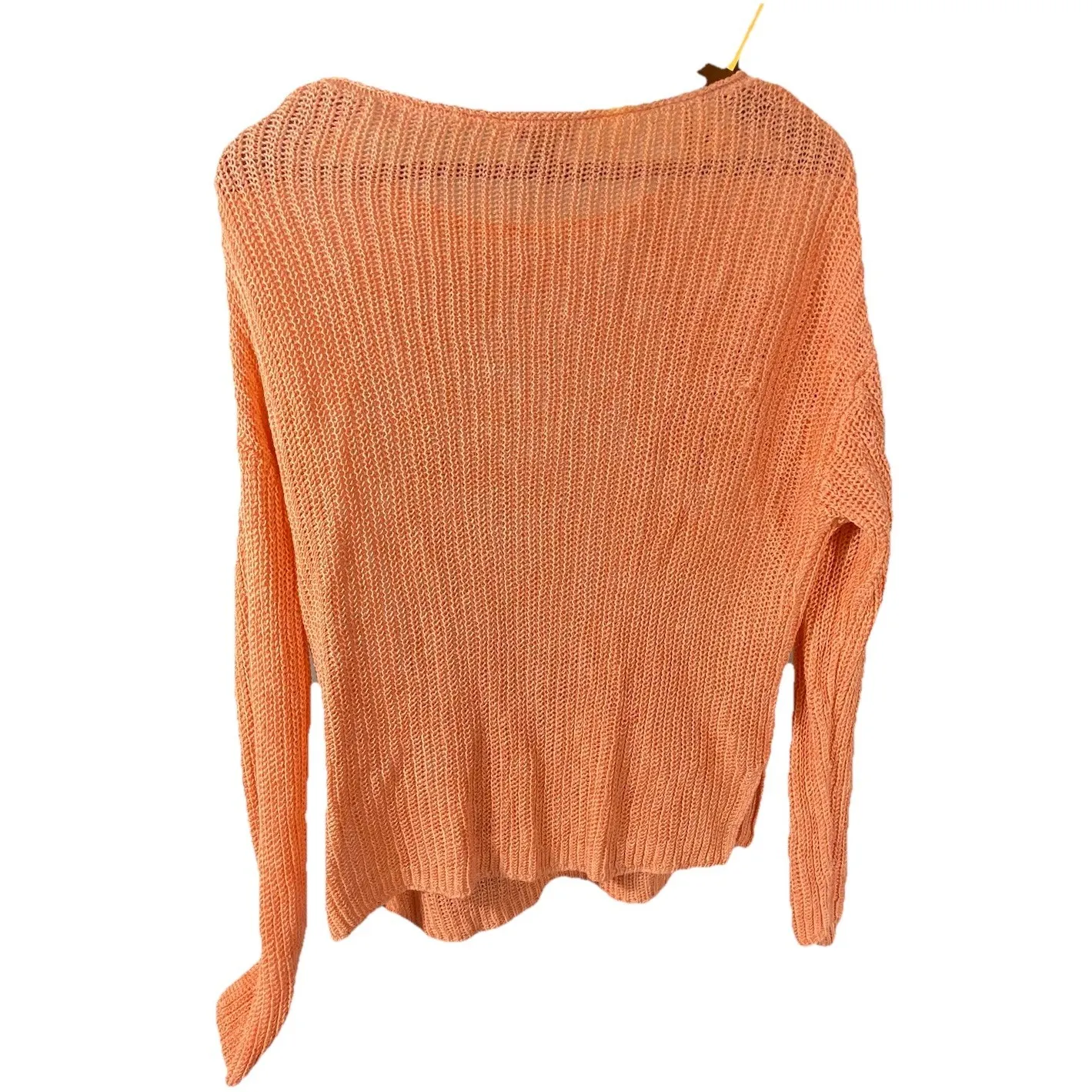 J Jill Sweater Large Peach Linen Rayon Open Loose Knit Relaxed Beachy Preppy Orange - Image 3