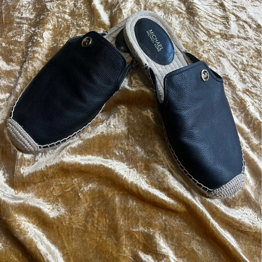 Michael Kors Black and Beige Espadrille Mules - Image 8