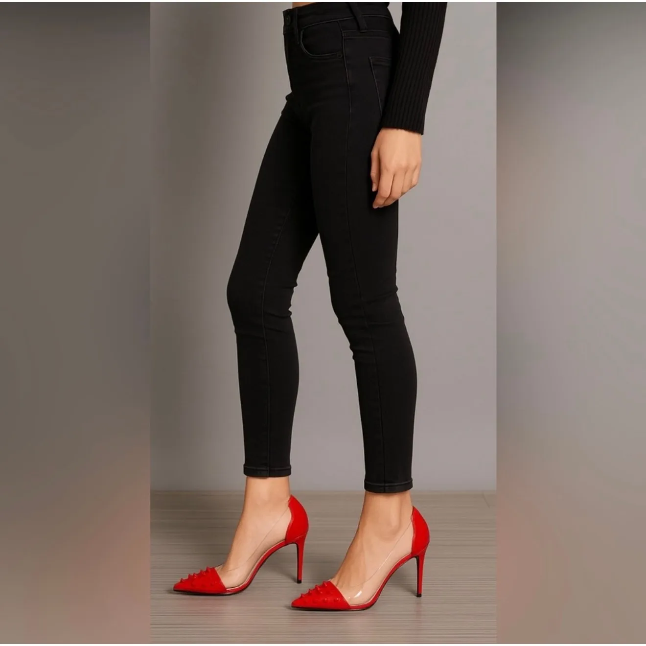 Red Spiked Women's Heels size 8 NWOT - Image 10