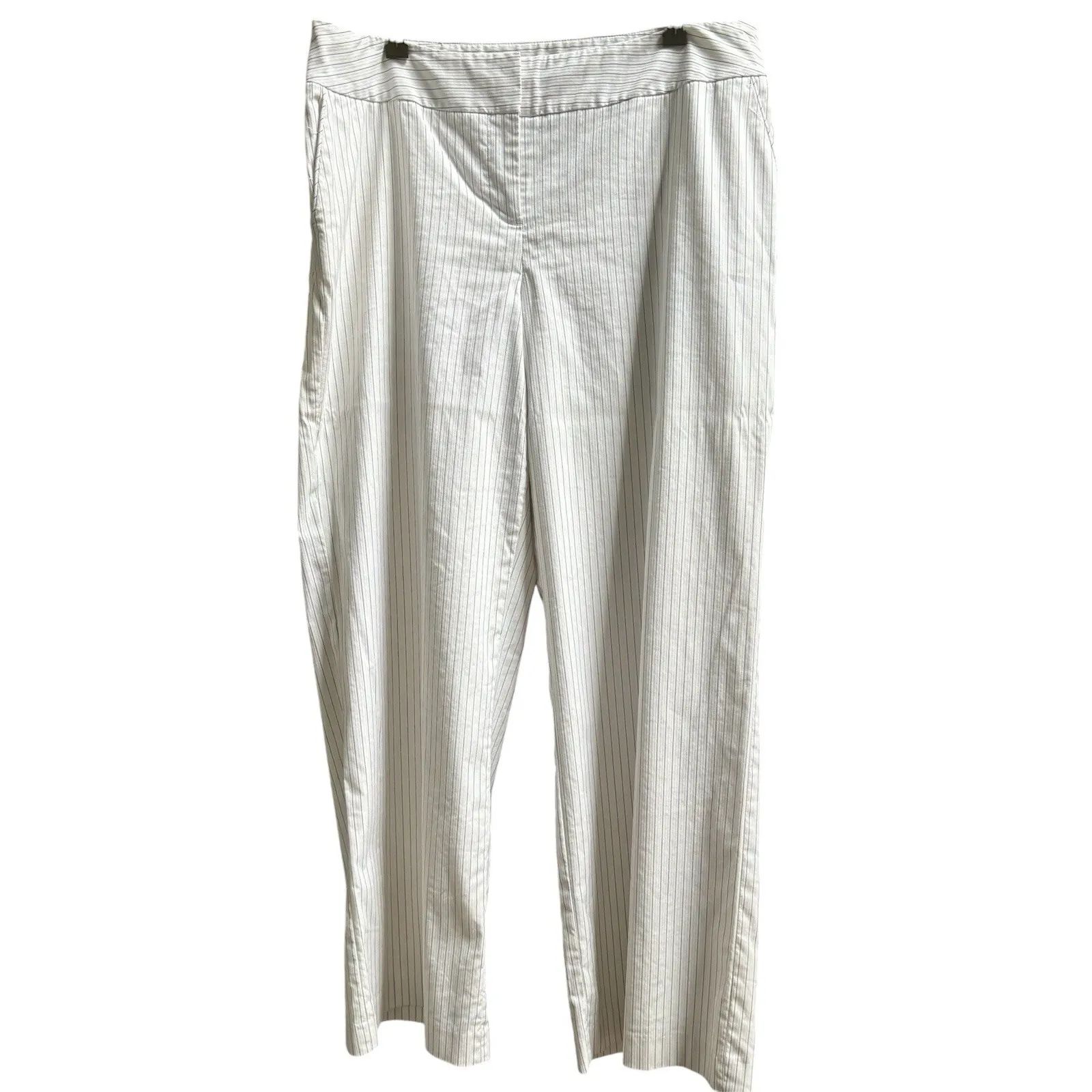 Lane Bryant White Pinstripe Wide Leg Lined Women's Pants Trousers Size‎ 16 - Image 4
