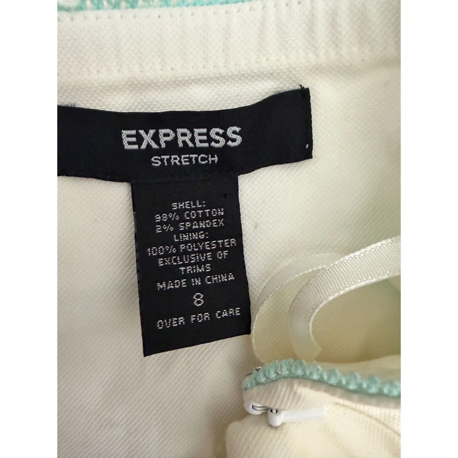 Express Vintage 90s White Blue Lace Bow Trim Babydoll Dress Midi Size 8 - Image 3