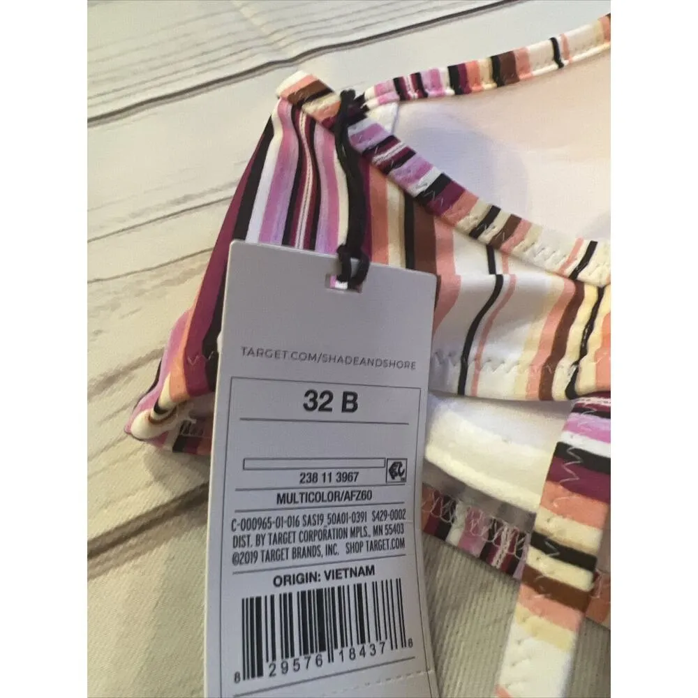 Shade & Shore Longline Bralette Bikini Top Pink Purple Women’s 32B - Image 3