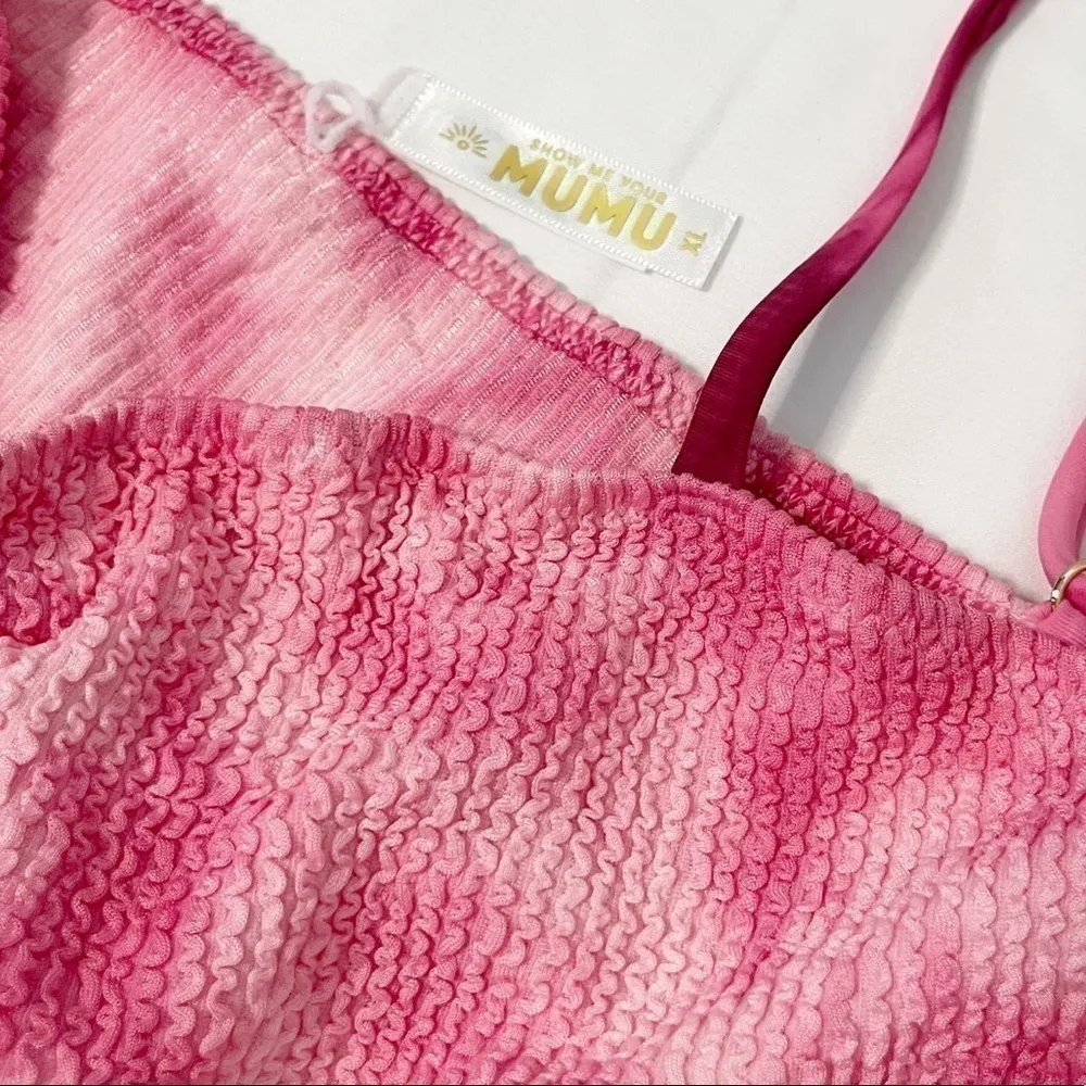 NWT SHOW ME YOUR MUMU Pink Tie Dye Scrunch Bikini Destin Top Del Rey Bottoms Set - Image 10