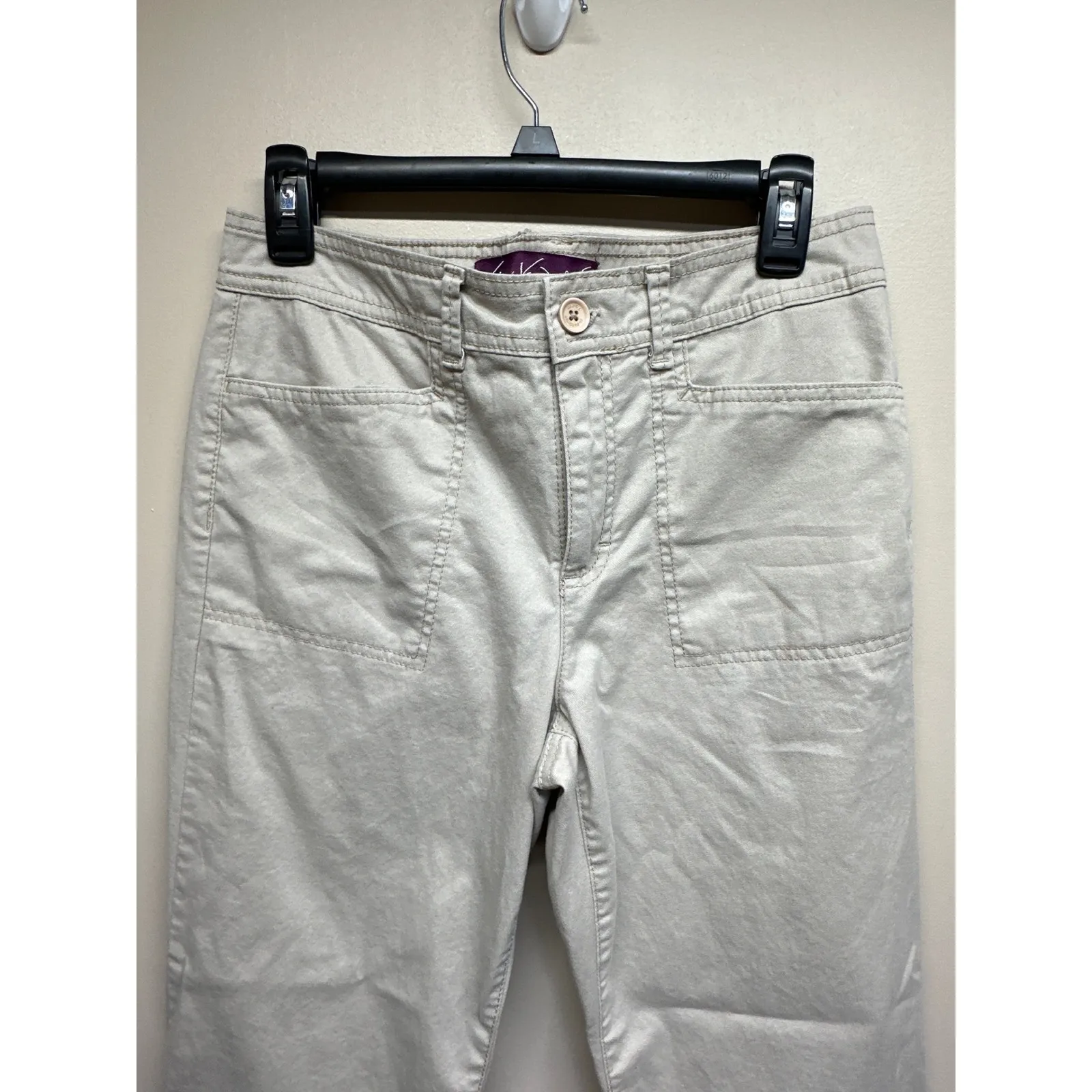Gloria Vanderbilt Womens Petite 10P Beige Utility Cropped Pants - Image 2