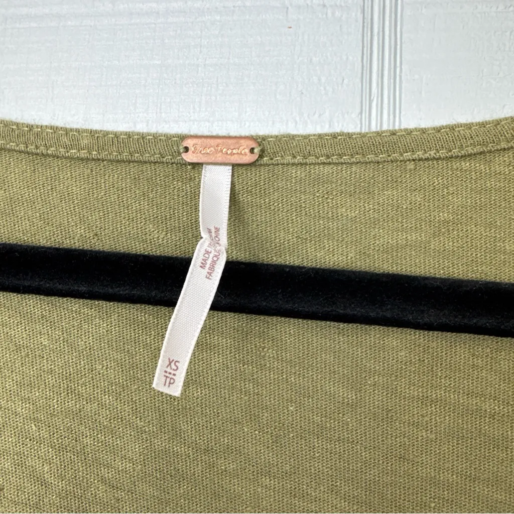 Free People Short Sleeve Ballerina Romper Vneck Twist Front Tie Waist Moss Green - Image 6