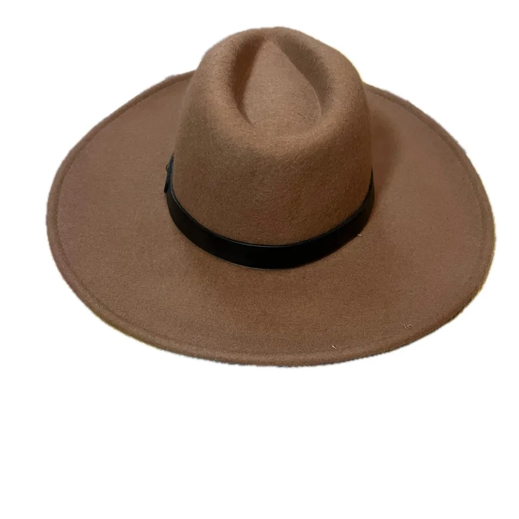 Carly Jean Los Angeles Brown Wide Brim Adjustable Ban Fedora Hat - Image 3