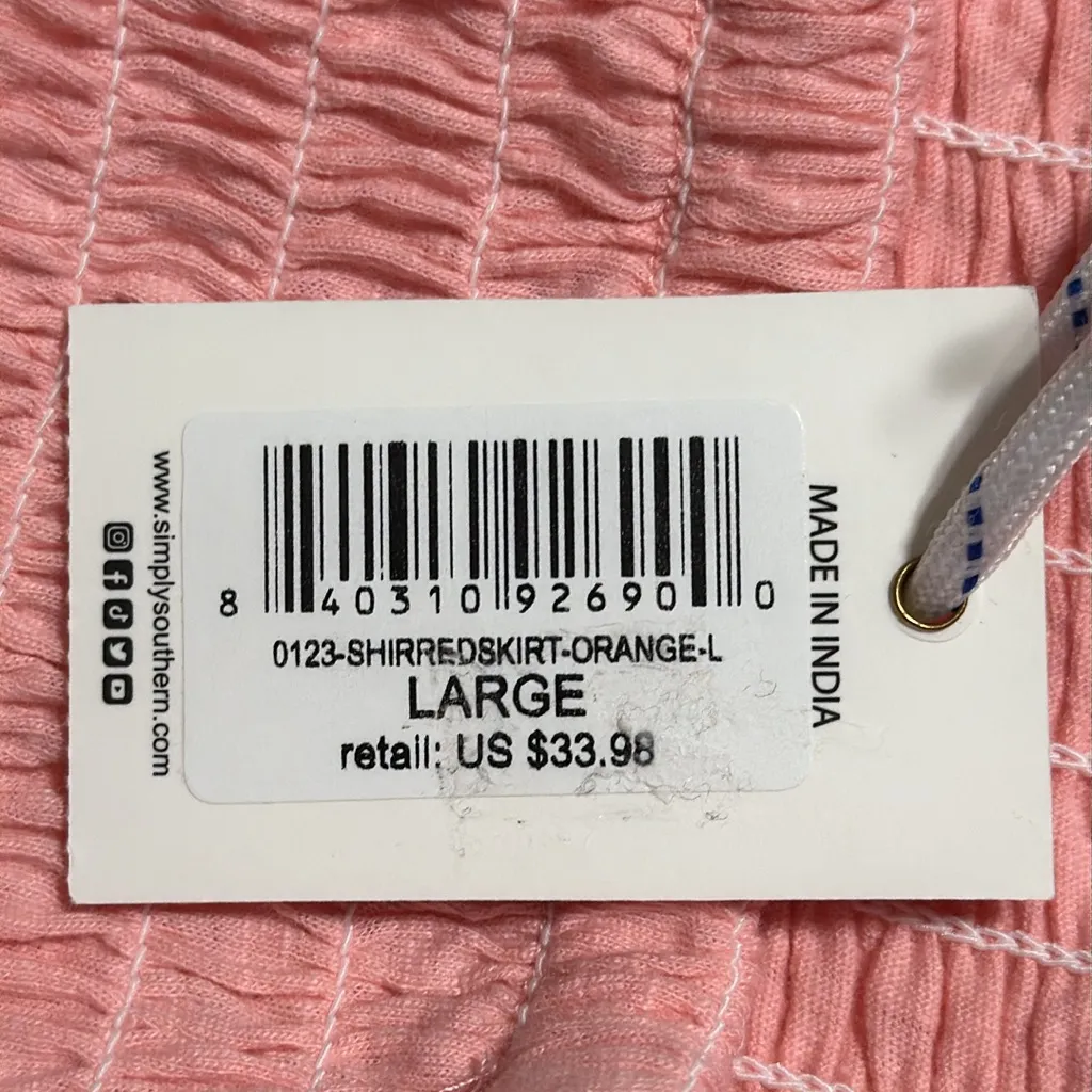 Simply Southern womens large high elastic waist tiered short skirt light orange - Image 6