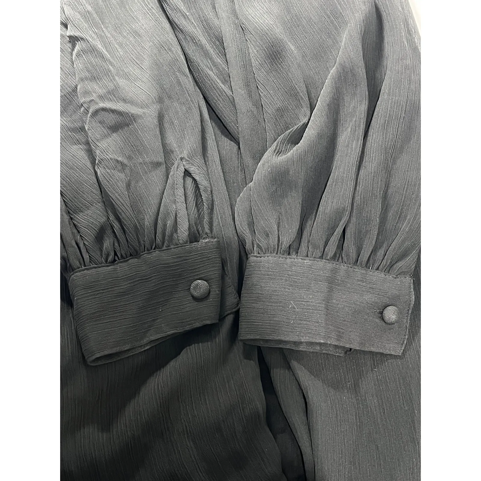 H M Black Sheer Long Sleeve Crepe Shift baby doll dress Keyhole Zip Size 8 - Image 6