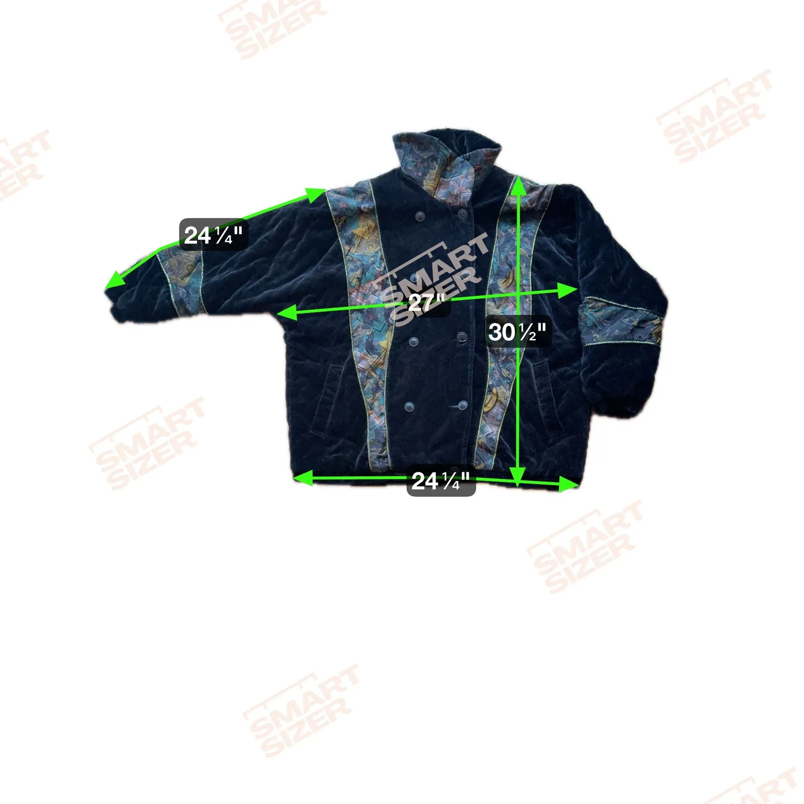 Vtg ELEMENTS Y2K Velvet Quilted Jacket Abstract Print Size L oversized Black Size L - Image 4