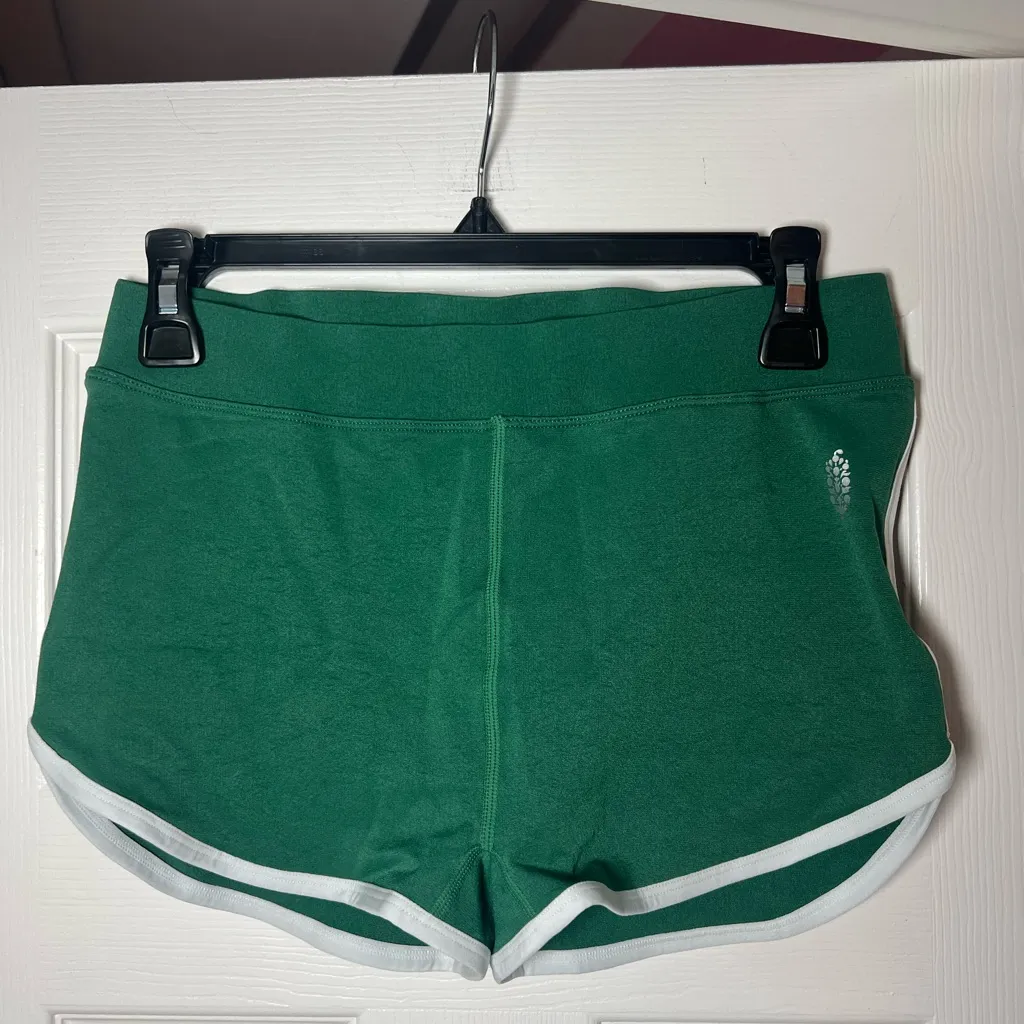Free People Movement Duet Micro Mini Shorts Green White Sporty Gym Size M/L - Image 3