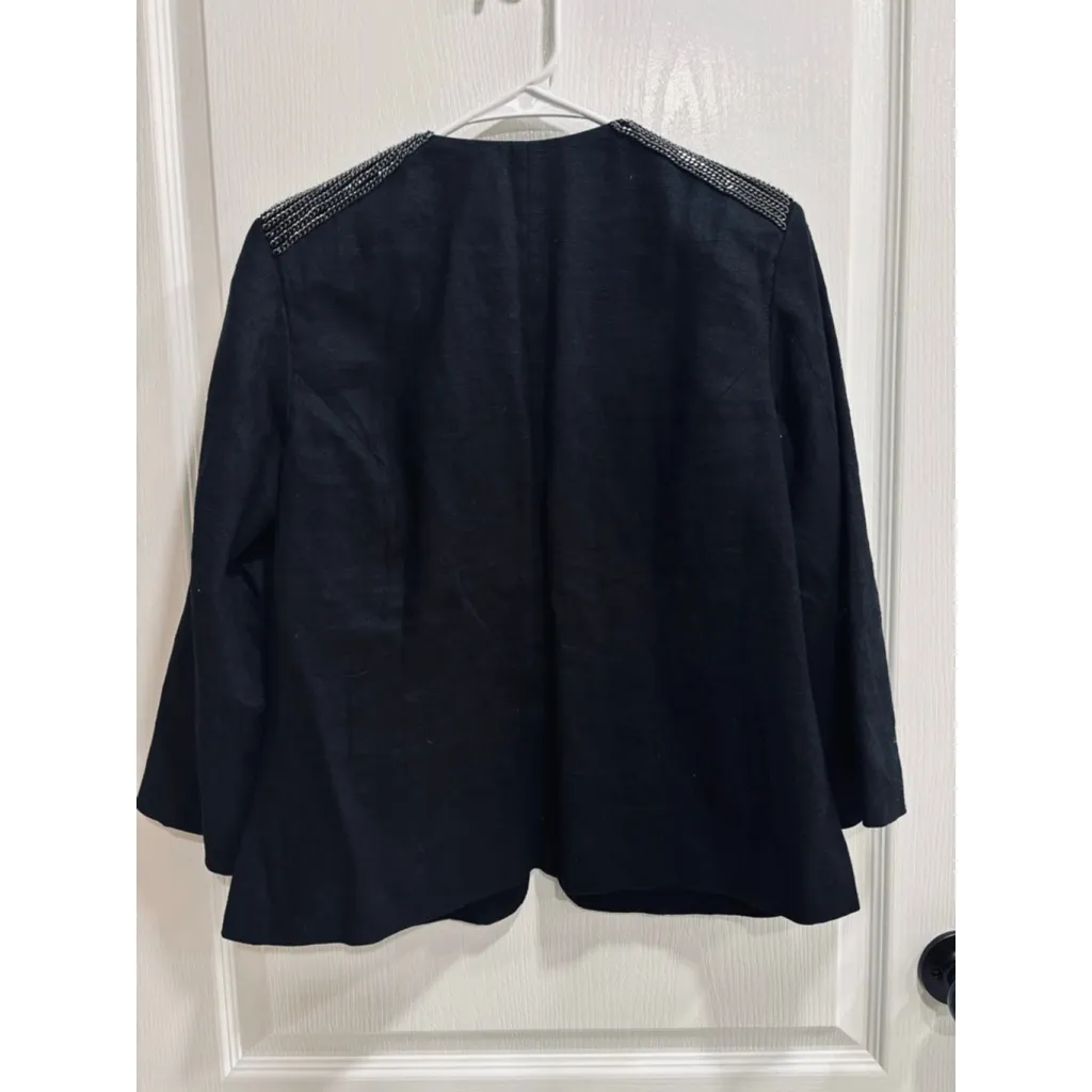 Women's CHICO'S Black Blazer with Black Chain Detail Size 1, Small - Image 4