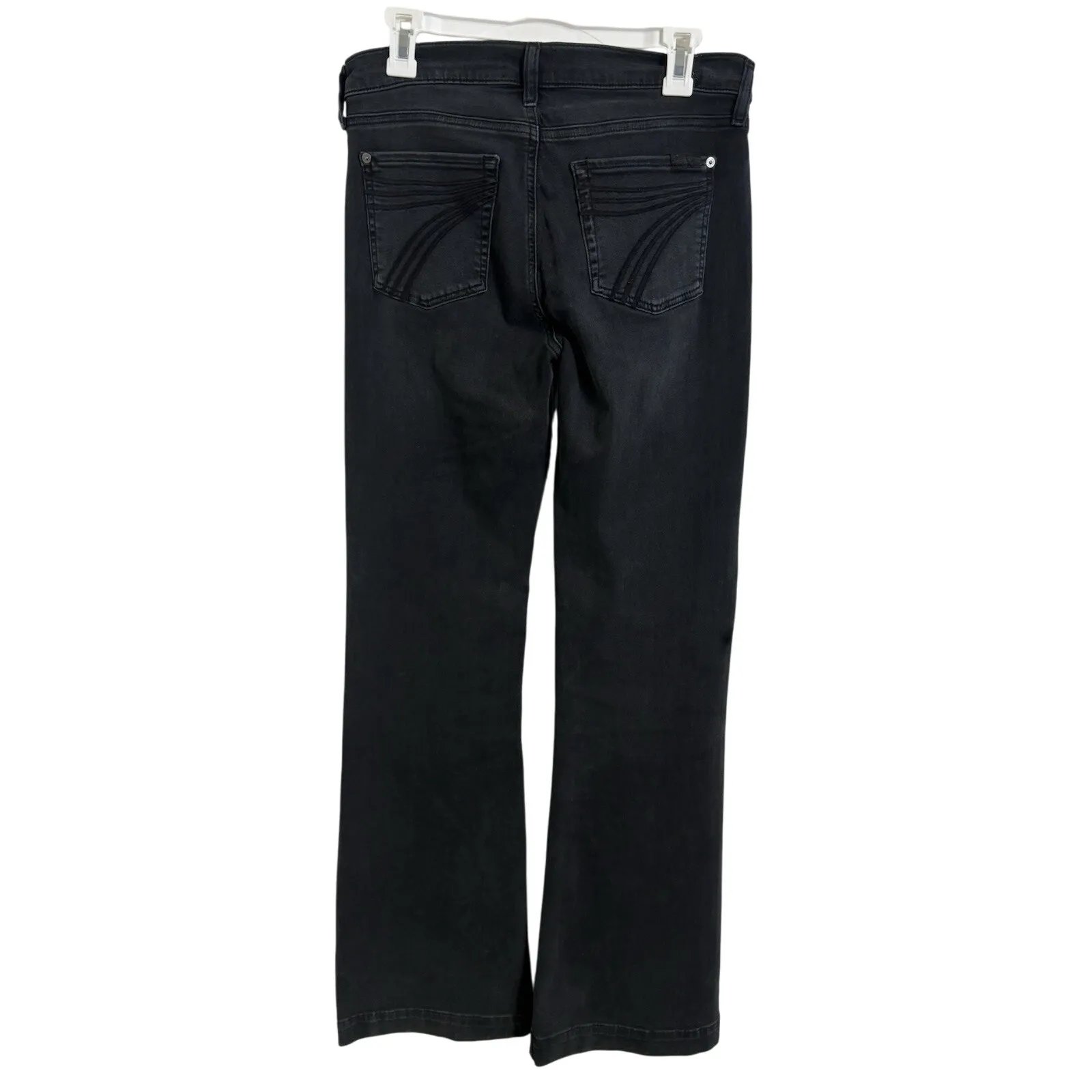 Vtg Y2K 7 For All Mankind Black Dojo Flare Denim Jeans Size 29 Wide Leg Grunge - Image 2