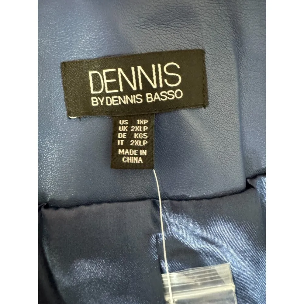 Dennis Basso  Luxe Faux Leather Jacket Blue Bliss 1X Petite NWOT Business Casual - Image 14