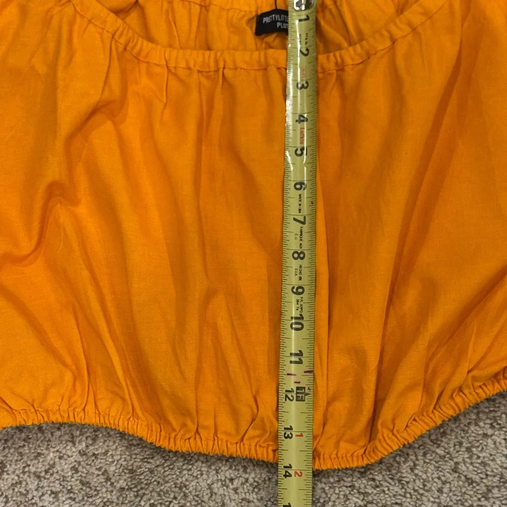 PrettyLittleThing Plus Size 12 Orange Cottage Crop Milkmaid Boho Festival Y2K - Image 6