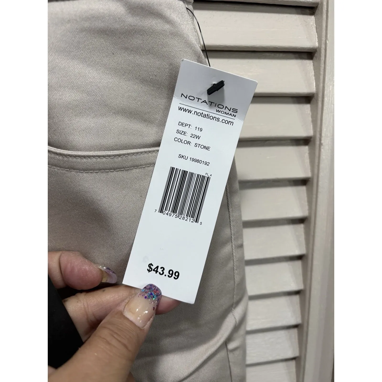 Notations Khaki Beige Capri Skimmer Elastic Waist High Rise Size 22 Pull On NWT - Image 2