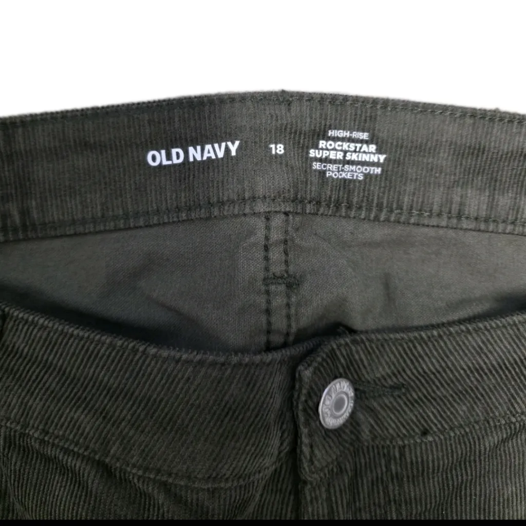 Old Navy Pants Womens Green High Rise Rockstar Skinny Corduroy Size 18 Plus NWT - Image 5