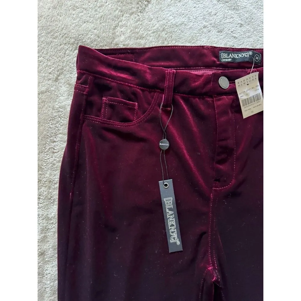 BLANK NYC Womens Crybaby Velvet pants red Valentine's Day‎ Size 30 NWT - Image 3