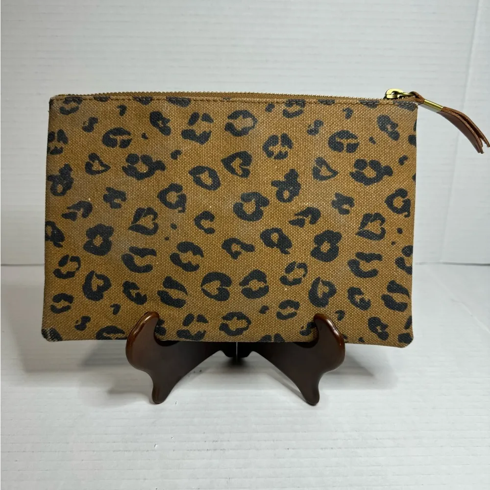 Canvas Pouch Leopard Print Zip Clutch - Image 2