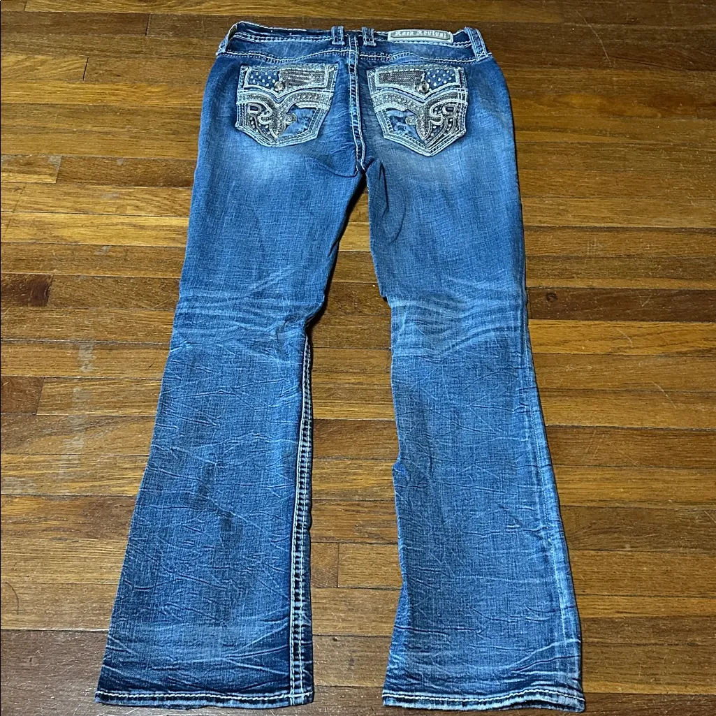 RARE! Rock Revival “Amberlight” Women's Distressed Blue Boot Cut Jeans, Sz 29 - Image 5