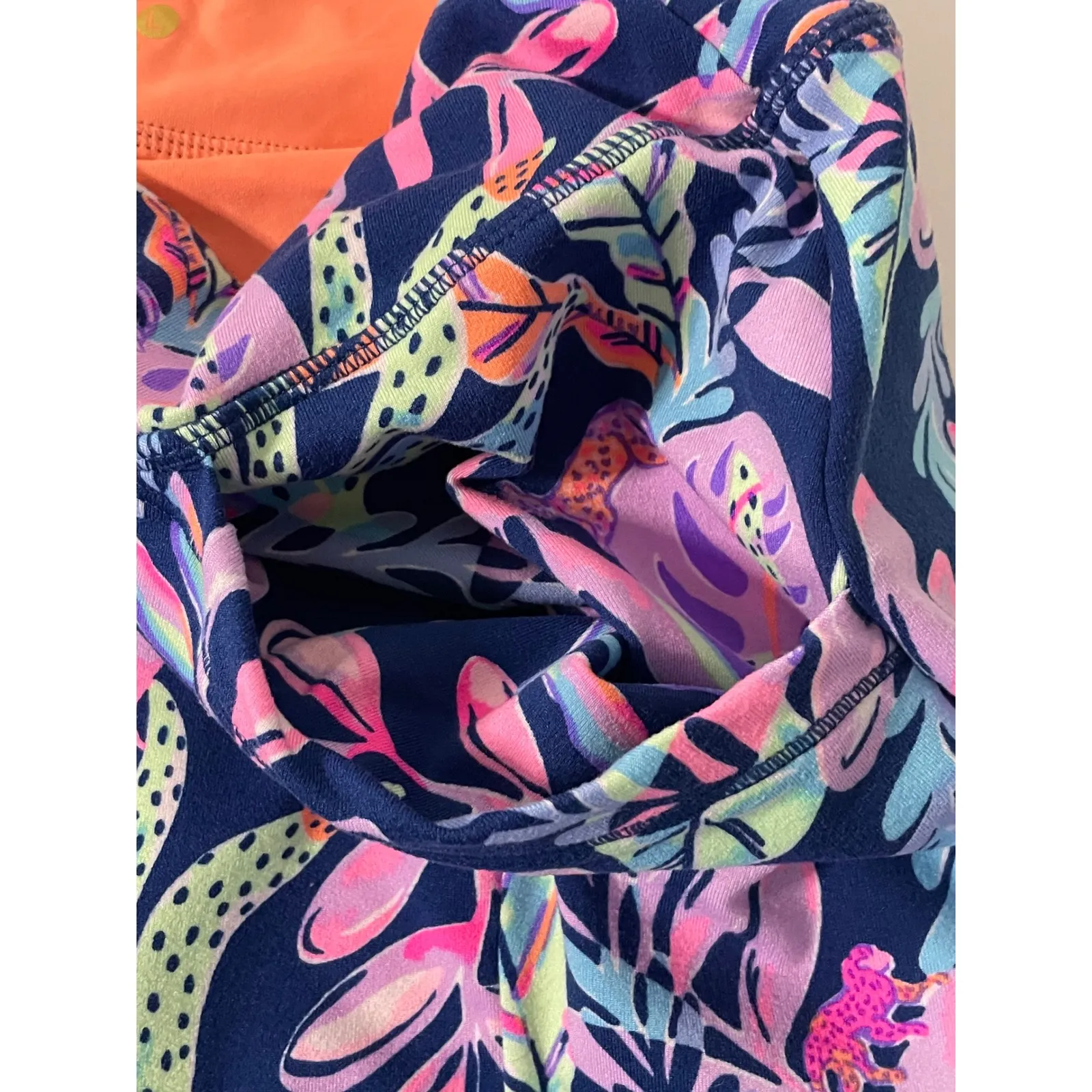 Lilly Pulitzer Luxletic Skort Navy Blue Tropical Floral Print Cheetahs Size L - Image 3