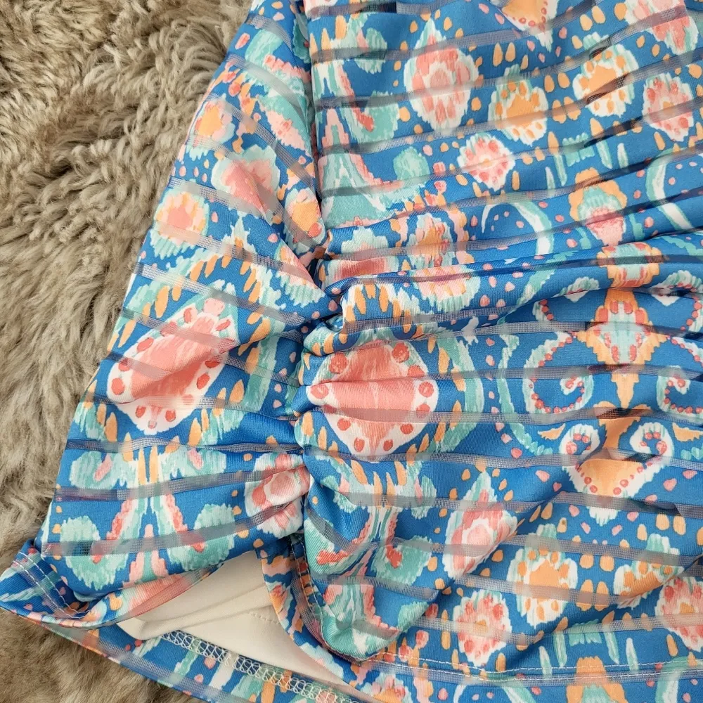 Ruby Rd. 3/4 Sleeve Top Blue & Mesh Stripes Size Medium - Image 8