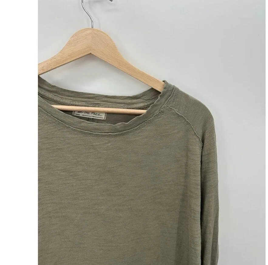 We The Free Arden Extra Long Cotton Top In Washed Army Long Sleeve Women XS - Image 5