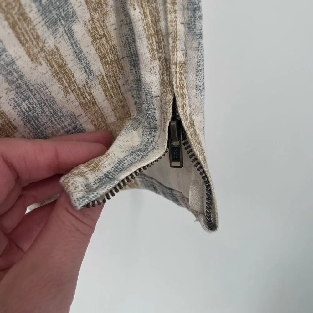 Free People Womens Zig Zag Zipper Crop Skinny Denim Jeans Beige Blue Brown Sz 28 - Image 8